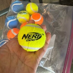 Nerf Dog Tennis Balls - Yellow, Blue, Orange. 12 Small balls.